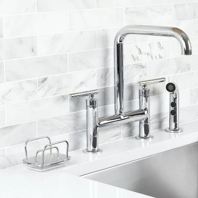 OXO Stainless Steel Sink Sponge Holder: Kitchen Caddy, Light Silver, Spot Clean, 4.25" Width, Lifetime Warranty 5 OXO Stainless Steel Sink Sponge Holder: Kitchen Caddy, Light Silver, Spot Clean, 4.25" Width, Lifetime Warranty - Image 3