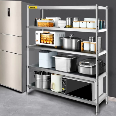 VEVOR Storage Shelf, 5-Tier Storage Shelving Unit, Stainless Steel Garage Shelf, 70.9 X 17.7 X 70.9 Inch Heavy Duty Storage Shelving, Silver 3 VEVOR Storage Shelf, 5-Tier Storage Shelving Unit, Stainless Steel Garage Shelf, 70.9 X 17.7 X 70.9 Inch Heavy Duty Storage Shelving, Silver