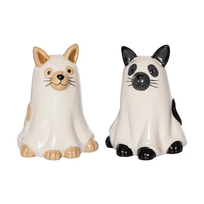 Gallerie II Ghost Cats Halloween Costume Dolomite Salt & Pepper Shakers Set Of 2 5 Gallerie II Ghost Cats Halloween Costume Dolomite Salt & Pepper Shakers Set Of 2 - Image 3