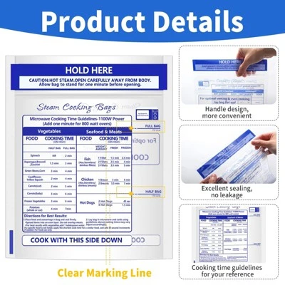 Itopfox 12 Pcs Reusable Microwave Steamer Cooking Bags For Vegetables Potatoes Meat, Perfect For Healthy Steam Cooking, Preserves Nutrients 4 Itopfox 12 Pcs Reusable Microwave Steamer Cooking Bags For Vegetables Potatoes Meat, Perfect For Healthy Steam Cooking, Preserves Nutrients - Image 2