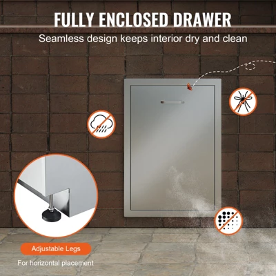 VEVOR Pull Out Trash Drawer 17.7x22.8 Inch Raised Style Trash Bin With Pull-Out Tray Stainless Steel Trash Drawer With Handle, Silver 8 VEVOR Pull Out Trash Drawer 17.7x22.8 Inch Raised Style Trash Bin With Pull-Out Tray Stainless Steel Trash Drawer With Handle, Silver - Image 6