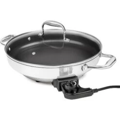 Electric Skillet By Cucina Pro - 18/10 Stainless Steel, Frying Pan With Non Stick Interior, With Glass Lid, 12" Round, Temperature Control Probe For -Target KitchenAid GUEST be57b95d b5e8 4a67 82f5 ecfc3bcfd768