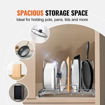 VEVOR Pan And Pot Rack, Expandable Pull Out Under Cabinet Organizer, Cookie Sheet Baking Pans Tray Organization, Adjustable Wire Dividers 4 VEVOR Pan And Pot Rack, Expandable Pull Out Under Cabinet Organizer, Cookie Sheet Baking Pans Tray Organization, Adjustable Wire Dividers - Image 2