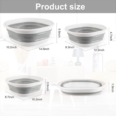 Collapsible Tub Wash Basin Laundry Tub 3 Pack Collapsible Laundry Baskets Foldable Dish Tub Plastic Washtub 7 Collapsible Tub Wash Basin Laundry Tub 3 Pack Collapsible Laundry Baskets Foldable Dish Tub Plastic Washtub - Image 5