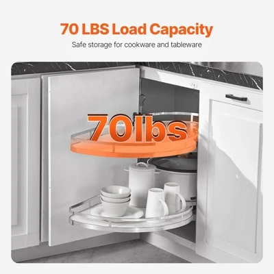 VEVOR Swing Right Blind Corner Cabinet, Pull Out Organizer For 36 Inch Width Blind Cabinet, 2 Tier Height Adjustable Swing Tray, Silver 6 VEVOR Swing Right Blind Corner Cabinet, Pull Out Organizer For 36 Inch Width Blind Cabinet, 2 Tier Height Adjustable Swing Tray, Silver - Image 4