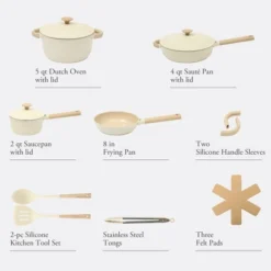 Gibson Elite Folkstone 13 Piece Pots And Pans Durable Cast Aluminum PFA Free Non Stick Ceramic Cookware Set -Target KitchenAid GUEST bf2bfbd5 6b40 46a9 a78c 3549a635ae82