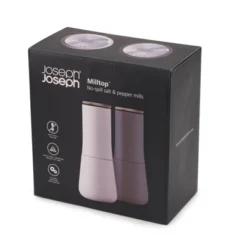 Joseph Joseph Milltop Salt & Pepper Set - Gray: Pepper Grinder, Ceramic Mechanism, 2-Piece, 115ml Capacity