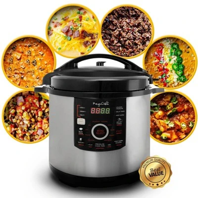 Megachef 12 Quart Steel Digital Pressure Cooker With 15 Presets And Glass Lid: Stainless Steel, 1600W, Dishwasher-Safe 11 Megachef 12 Quart Steel Digital Pressure Cooker With 15 Presets And Glass Lid: Stainless Steel, 1600W, Dishwasher-Safe - Image 9