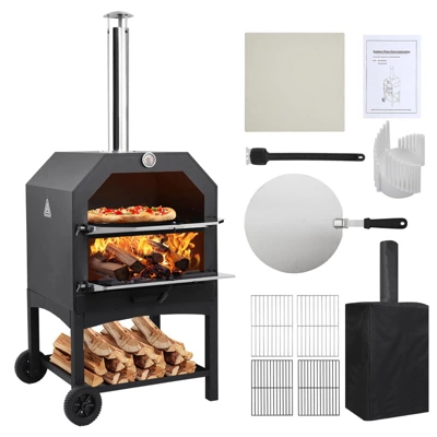 Outdoor Pizza Oven Wood Fired Pizza Oven Portable Patio Ovens Included Pizza Stone 11 Outdoor Pizza Oven Wood Fired Pizza Oven Portable Patio Ovens Included Pizza Stone - Image 9