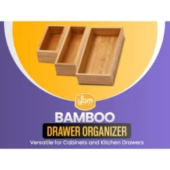 YBM HOME Bamboo Drawer Organizer Storage Box For Kitchen Drawer, Junk Drawer, Office, Bedroom, Children Room, Craft, Sewing, And Bathroom, Pack Of 6