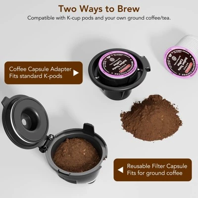 Kismile Single Serve Coffee Maker, Compatible With Capsule And Ground, 5 Brew Sizes Up To 14 Oz, Adjustable Funnel Height, K-cup Coffee Machine 4 Kismile Single Serve Coffee Maker, Compatible With Capsule And Ground, 5 Brew Sizes Up To 14 Oz, Adjustable Funnel Height, K-cup Coffee Machine - Image 2