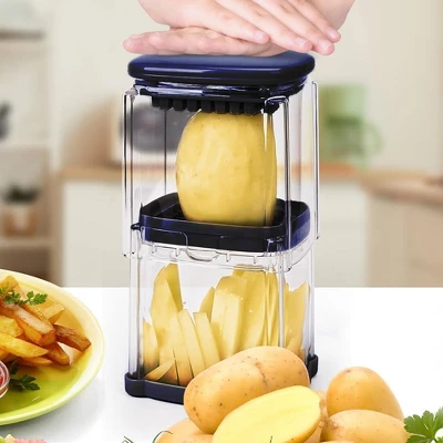 Cheer Collection Vegetable Chop Box With 3 Blades, Durable Navy Blue Cutter 5 Cheer Collection Vegetable Chop Box With 3 Blades, Durable Navy Blue Cutter - Image 3