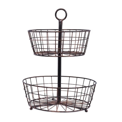 BirdRock Home Metal 2-Tier Wire Fruit Basket - Oil Rubbed Bronze 4 BirdRock Home Metal 2-Tier Wire Fruit Basket - Oil Rubbed Bronze - Image 2