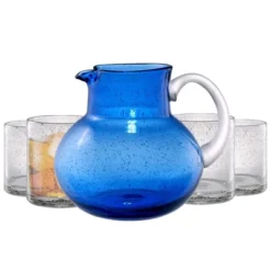 Artland Iris 90oz Hand Blown Pitcher & Set Of 4 14oz DOF Glasses, Lead-Free Bubble Shape Glassware For Stylish Serving And Dining -Target KitchenAid GUEST c158d7f1 fb00 4665 bfa9 92d01f085dec