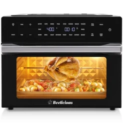 32QT Air Fryer Toaster Oven Combo, 19-in-1 Convection Oven With Rotisserie & Dehydrator, Fits 13" Pizza, 6 Accessories, 1800W, Black