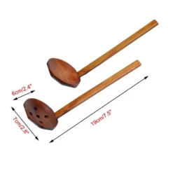 Unique Bargains Home Wooden Soup Spoon Strainer Ladle Spoon Kitchen Cookware Tool Set Of 2
