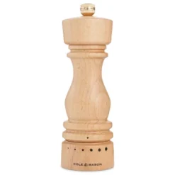 Cole & Mason London Pepper Mill – Premium Wood Design - Adjustable For Fine To Coarse Seasonings - Uses Carbon Steel Mechanism - Beech Wood, 7"