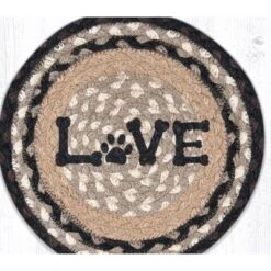Earth Rugs Round Jute Trivet 10"x10" – LOVE Pet Print With Braided Natural Fiber -Target KitchenAid GUEST c252accd d1da 4f85 b289 72bc0c2dab35