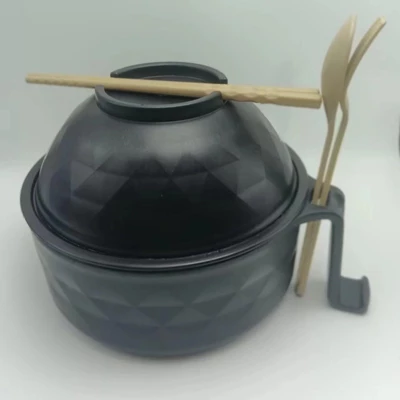 Itopfox Microwave Ramen Bowl Cooker Set With Handles, Includes Spoon Chopsticks Fork, Perfect For College Dorm Room & Apartment Essentials (Black) 5 Itopfox Microwave Ramen Bowl Cooker Set With Handles, Includes Spoon Chopsticks Fork, Perfect For College Dorm Room & Apartment Essentials (Black) - Image 3