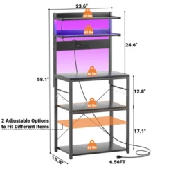 Aheaplus Kitchen Storage Rack With Power Outlet, Coffee Bar Station With LED Lights, Bakers Rack With 6 S-Shaped Hooks -Target KitchenAid GUEST c324b2a9 c671 45c3 80b2 c9a8a95a7639