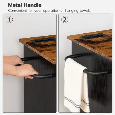 MaseiKar Kitchen Island With Power Outlet, Storage Island With Spice Rack And Drawer, Rolling Kitchen Cart On Wheels, For Home, Dining Room, Black 6 MaseiKar Kitchen Island With Power Outlet, Storage Island With Spice Rack And Drawer, Rolling Kitchen Cart On Wheels, For Home, Dining Room, Black - Image 4