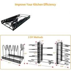 INFURNIC Kitchen Racks Versatile Pot Rack Organizer With Adjustable Tiers And Secure Lid Holder, For Cookware And Lids, Black, 15.7"*7.9"*10.8" -Target KitchenAid GUEST c3f264fd ef60 4b4a a14c 71bf4d9b9ad6