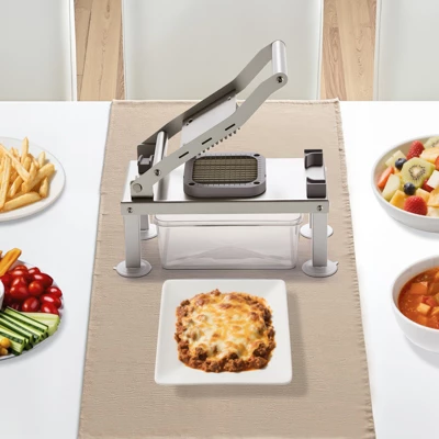 VEVOR Vegetable Chopper Mandoline Slicer, All-in-1 Food Veggie Cutter With 9 Stainless Steel Blades, Cheese Grater Onion Potato Dicer, Silver 3 VEVOR Vegetable Chopper Mandoline Slicer, All-in-1 Food Veggie Cutter With 9 Stainless Steel Blades, Cheese Grater Onion Potato Dicer, Silver