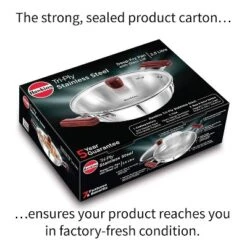 Hawkins 2.5L Tri Ply Stainless Steel Induction Compatible Deep Fry Pan Kadhai With Glass Lid: Hand Wash, Gas & Induction Safe -Target KitchenAid GUEST c4658fbb ece5 49f3 8a83 f53d82c5479e