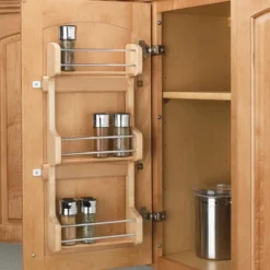 Rev-A-Shelf 4SR-15 Kitchen Cabinet Door Mounted Wooden 3-Shelf Storage Spice Rack With Mounting Hardware