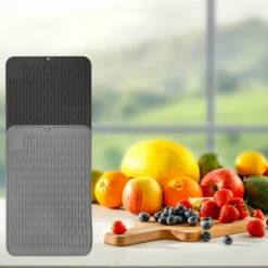 Unique Bargains Kitchen Counter Silicone Heat Resistant Dish Dry Mats Dish Drainer 2 Pcs