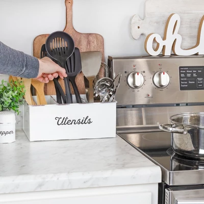 AuldHome Design Large Enamelware Utensil Holder, White Farmhouse Cooking Caddy Or Spoons/Forks/Knives Storage For Countertop And Table 6 AuldHome Design Large Enamelware Utensil Holder, White Farmhouse Cooking Caddy Or Spoons/Forks/Knives Storage For Countertop And Table - Image 4