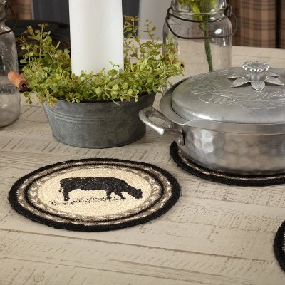 Sawyer Mill Charcoal Cow Jute Trivet 8 5 Sawyer Mill Charcoal Cow Jute Trivet 8 - Image 3