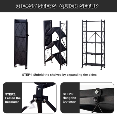 1 Set Of Carbon Steel Kitchen Rack Floor-Standing Free Installation Large Folding Shelf 6 1 Set Of Carbon Steel Kitchen Rack Floor-Standing Free Installation Large Folding Shelf - Image 4