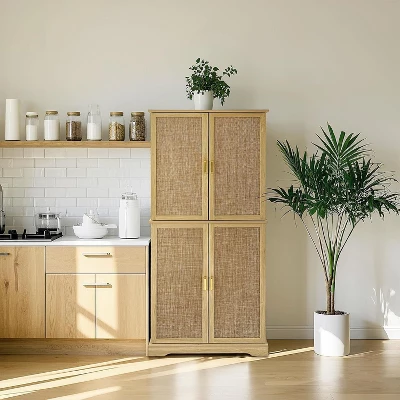 Acekool 72" Kitchen Pantry Cabinet With 4 Doors, 6 Adjustable Shelves & Slide-Out Drawer – Tall Farmhouse Storage Cabinet For Kitchen Room, White 9 Acekool 72" Kitchen Pantry Cabinet With 4 Doors, 6 Adjustable Shelves & Slide-Out Drawer – Tall Farmhouse Storage Cabinet For Kitchen Room, White - Image 7