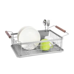 Trio Home 3-Piece Kitchen Counter Dish Drying Rack, Wood Handle, Removable Utensil Holder And Drainboard, Stainless Steel 7 Trio Home 3-Piece Kitchen Counter Dish Drying Rack, Wood Handle, Removable Utensil Holder And Drainboard, Stainless Steel -Target KitchenAid GUEST c4d88725 ff7c 40c9 9625 2e343a31d0b9