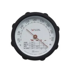 Taylor Silicone Grip Leave-In Meat Kitchen Cooking Thermometer: Analog Food & Beverage Thermometer, Large Dial, 120-200°F