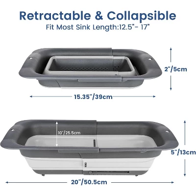Collapsible Colander Strainer, Expandable Over The Sink Colander For Kitchen, Adjustable Silicone Sink Strainer 3 Collapsible Colander Strainer, Expandable Over The Sink Colander For Kitchen, Adjustable Silicone Sink Strainer