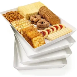 Attop 4-Pack Plastic 16" X 11" Large White Serving Trays Set - Reusable Serving Platters For Cookie, Appetizer, Charcuterie, Snack, Dessert -Target KitchenAid GUEST c5841163 598b 442f 9491 f66fb619e200