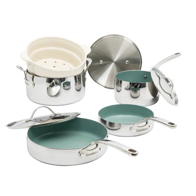 Bloomhouse 8 Piece Triply Stainless Steel Pots And Pans Cookware Set W/ Non Toxic Pro Ceramic Non Stick Interior 18 Bloomhouse 8 Piece Triply Stainless Steel Pots And Pans Cookware Set W/ Non Toxic Pro Ceramic Non Stick Interior - Image 16