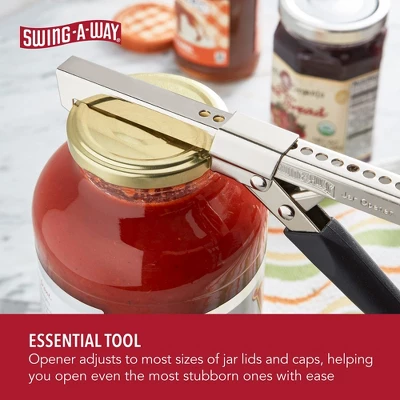 Swing-A-Way Comfort Grip Jar Opener, 7.5-Inch, Adjustable Multifunctional Stainless Steel Can Opener With Gripper - (Black) 4 Swing-A-Way Comfort Grip Jar Opener, 7.5-Inch, Adjustable Multifunctional Stainless Steel Can Opener With Gripper - (Black) - Image 2