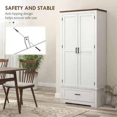 Yukimo 69" Kitchen Pantry Cabinet, White, With 2 Doors, Drawer & Adjustable Shelves, Freestanding Storage Solution For Dining Room 7 Yukimo 69" Kitchen Pantry Cabinet, White, With 2 Doors, Drawer & Adjustable Shelves, Freestanding Storage Solution For Dining Room - Image 5