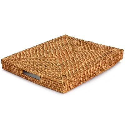 Gibson 16 Inch Rattan Woven Serving Tray In Brown 3 Gibson 16 Inch Rattan Woven Serving Tray In Brown