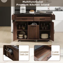 XINGHANZHENXUAN Kitchen Island With Trash Can Storage Cabinet, Kitchen Cart With Drop Leaf, Spice Rack, Towel Rack And Drawer -Target KitchenAid GUEST c893de70 5a1d 479f b10c 2a15fa92856a