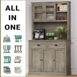 Kitchen Pantry Storage Cabinet,71" Tall Wood Pantry With Microwave Stand, Modern Kitchen Hutch Cabinet,Coffee Bar Hutch With Wine Rack For Dining Room -Target KitchenAid GUEST c9353e40 6283 443d b065 5acc1516744d