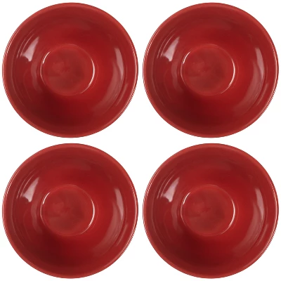 Elanze Designs Dimpled Ceramic 5.5 Inch Contemporary Serving Bowls Set Of 4, Red 4 Elanze Designs Dimpled Ceramic 5.5 Inch Contemporary Serving Bowls Set Of 4, Red - Image 2