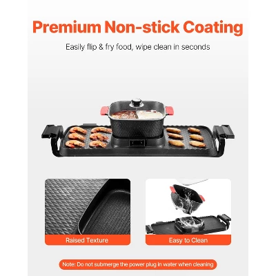 VEVOR Hot Pot with Grill, 2300W 2-in-1 Electric Smokeless Grill and Hot Pot, Removable Shabu-shabu Hotpot with Non-stick Pan, Black 7 VEVOR Hot Pot with Grill, 2300W 2-in-1 Electric Smokeless Grill and Hot Pot, Removable Shabu-shabu Hotpot with Non-stick Pan, Black - Image 5