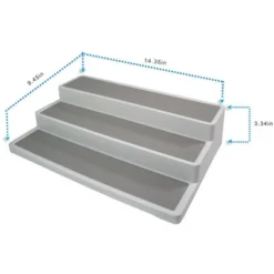 5 Star Super Deals 2PC - Non Slip 3 Tier Spice Rack Step Shelf Organizer - White - For Kitchen, Refrigerator, Pantry, Cabinet, Cupboards, Countertops
