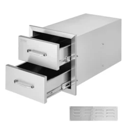 VEVOR Outdoor Kitchen Drawers 14W X 14.3H X 23D Inch, Flush Mount Double BBQ Drawers Stainless Steel With Handle, BBQ Island Drawers,Silver 17 VEVOR Outdoor Kitchen Drawers 14W X 14.3H X 23D Inch, Flush Mount Double BBQ Drawers Stainless Steel With Handle, BBQ Island Drawers,Silver -Target KitchenAid GUEST ca24bbc2 298b 41b9 88d1 e52879317b55