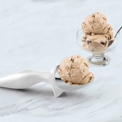 Tovolo Tilt Up Ice Cream Scoop White: Dishwasher-Safe Zinc Alloy, 13" Handle, 3.25" Head, Large Scooper 5 Tovolo Tilt Up Ice Cream Scoop White: Dishwasher-Safe Zinc Alloy, 13" Handle, 3.25" Head, Large Scooper - Image 3