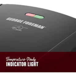 George Foreman 4-Serving Removable Plate Electric Grill And Panini Press, George Tough Non-Stick Coating, Drip Tray Catches Grease, Black